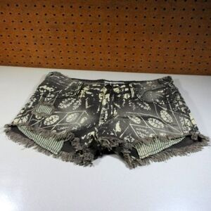 Free People womens brown beige Tie Dyed frayed distressed jean shorts 27 EUC